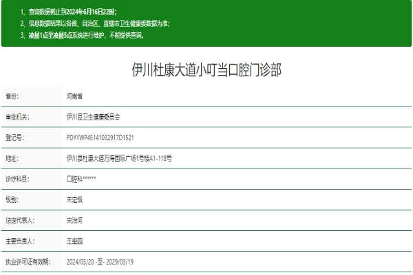 洛陽伊川杜康大道小叮當(dāng)口腔門診部