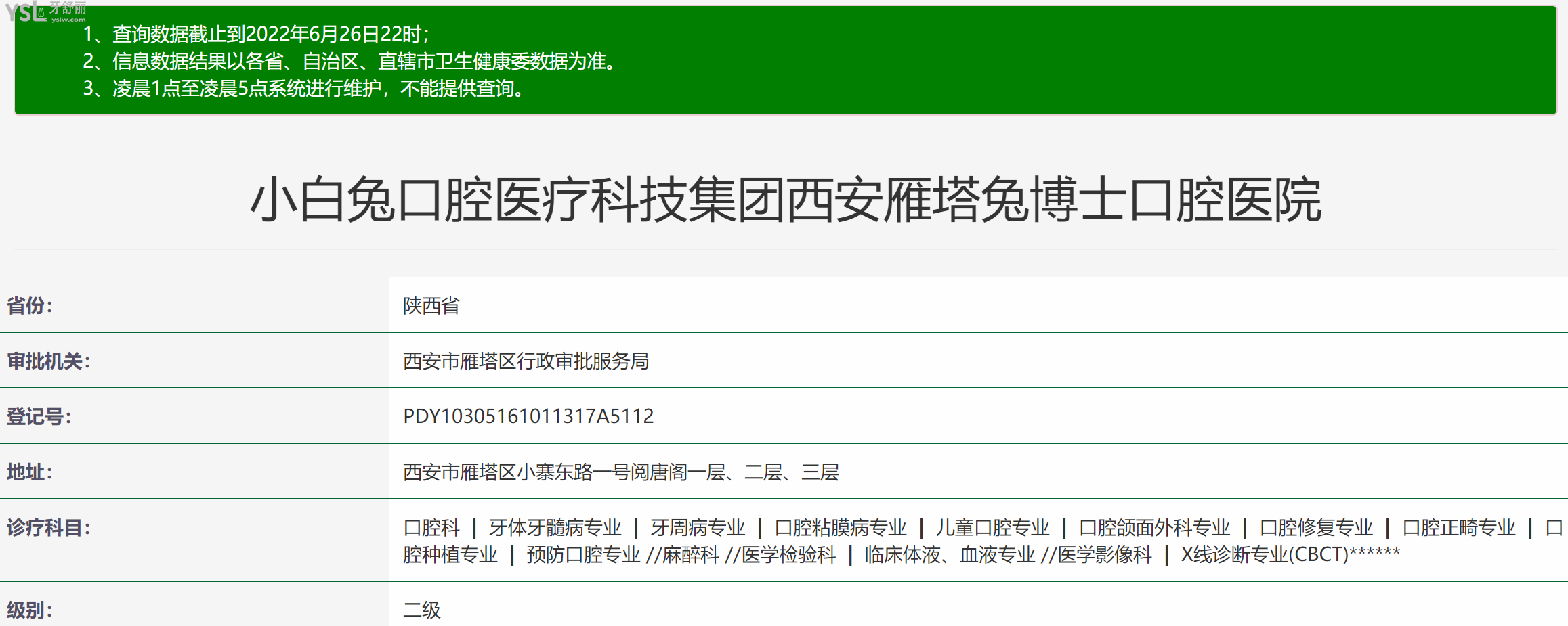 西安小白兔口腔正規(guī)資質(zhì)