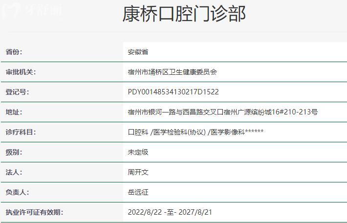 宿州康橋口腔門診部資質(zhì)