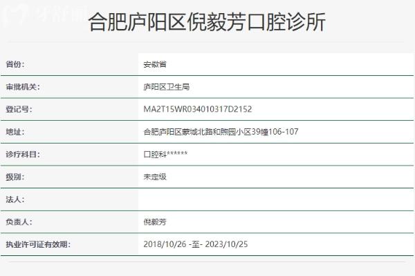 合肥廬陽區(qū)倪毅芳口腔診所
