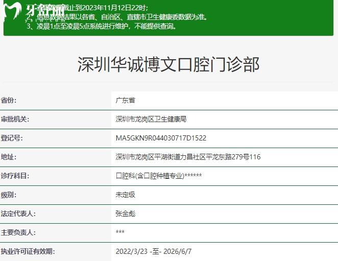 深圳華誠(chéng)博文口腔門診部資質(zhì)