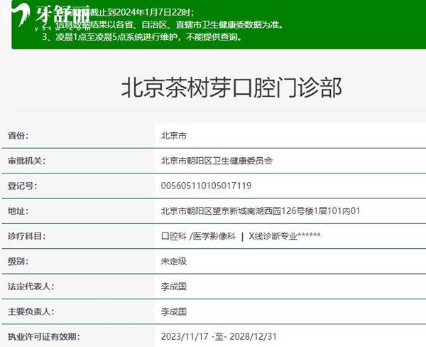 北京茶樹芽口腔門診部資質(zhì)