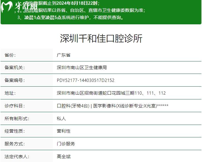 深圳千和佳口腔診所資質