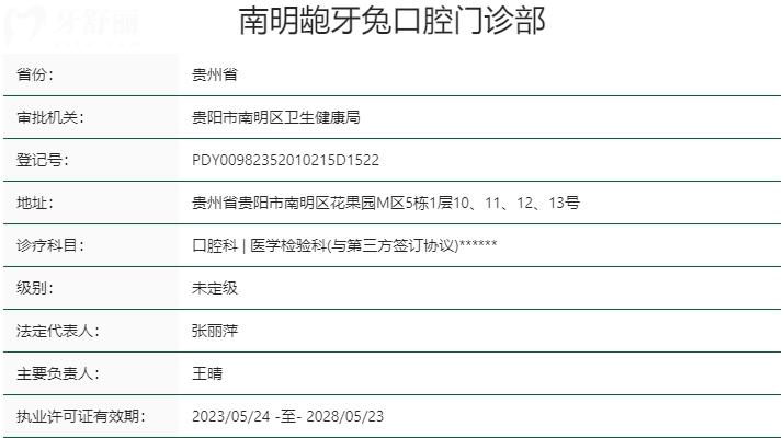 貴陽(yáng)齙牙兔口腔資質(zhì)