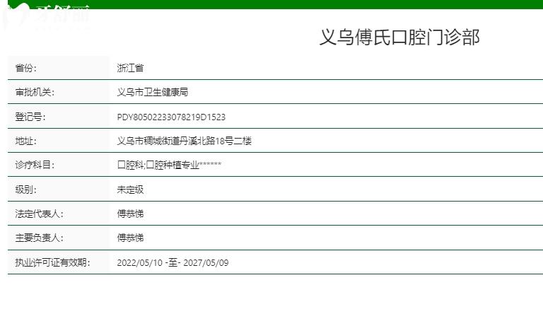 義烏傅氏口腔門(mén)診部正規(guī)嗎